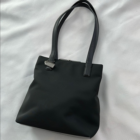 Coach Mercer 7411 black twill bag with leather trim - Picture 1 of 12